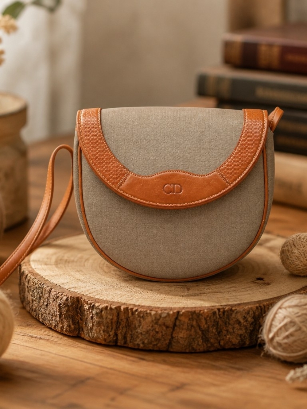 Christian Dior Leather Grey Crossbody Vintage